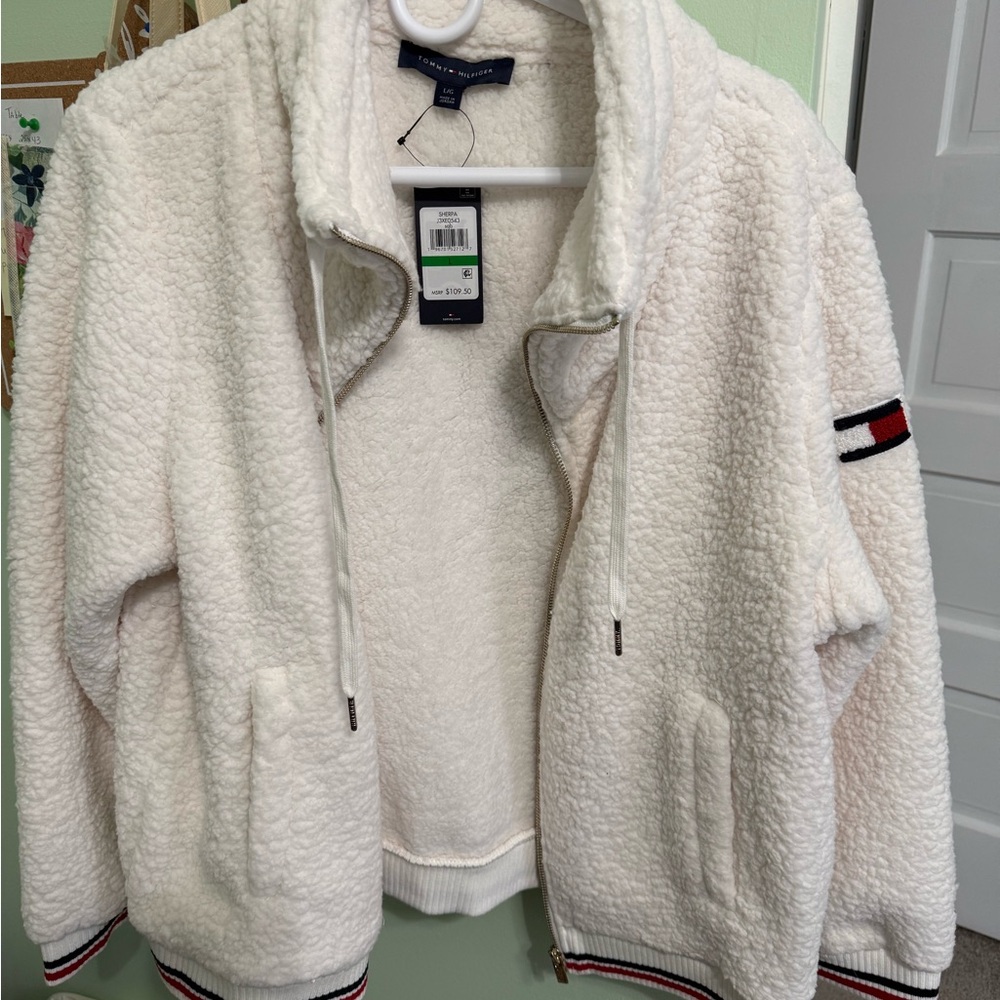 Tommy Hilfiger White Sherpa Jacket